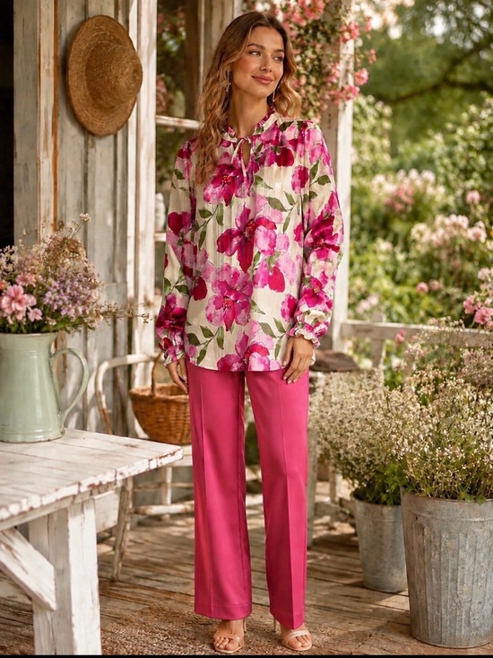 Joie Tops - JOIE designs pink floral lined top with metallic thread accent